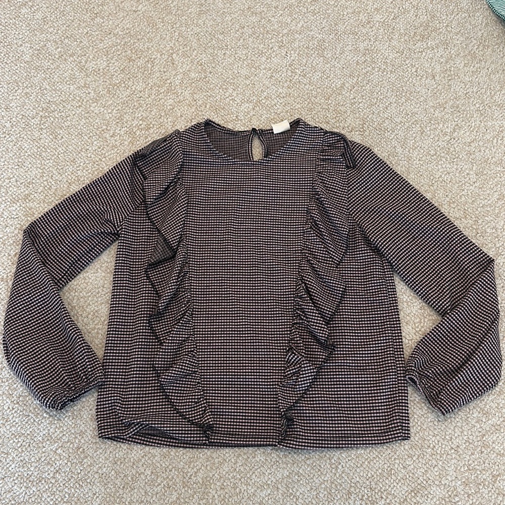 Zara Kids Checkered Ruffle Shirt